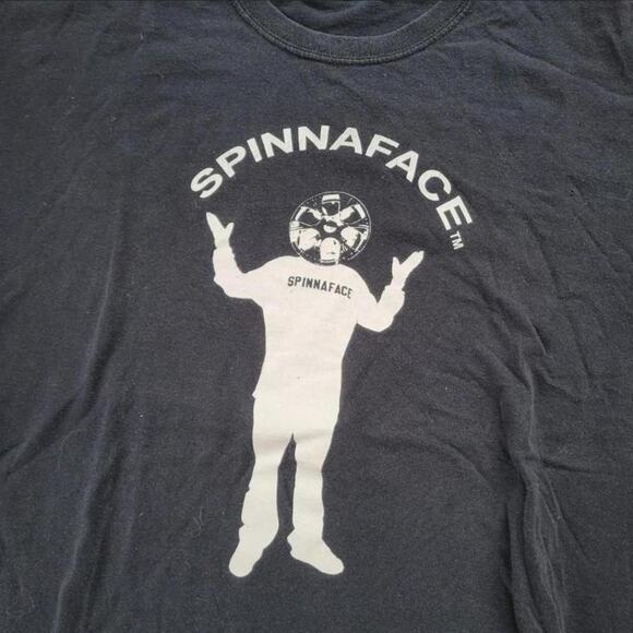 Vtg Y2k DJ SPINNAFACE Blade Rim Wheel Head Graphic Electronic Music T Shirt XL - Picture 2 of 4